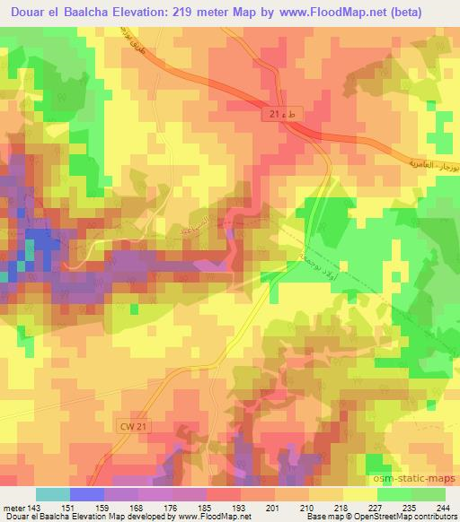 Douar el Baalcha,Algeria Elevation Map