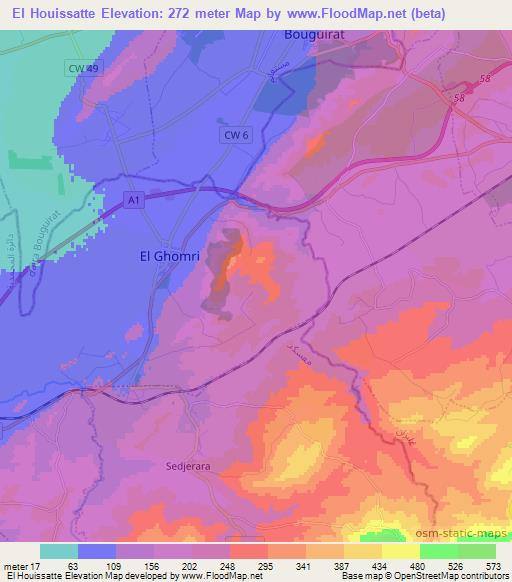 El Houissatte,Algeria Elevation Map