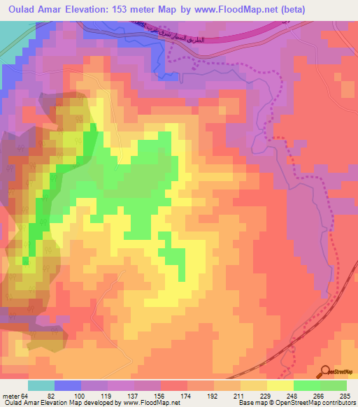 Oulad Amar,Algeria Elevation Map