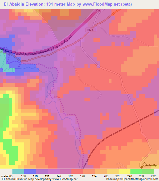 El Abaidia,Algeria Elevation Map