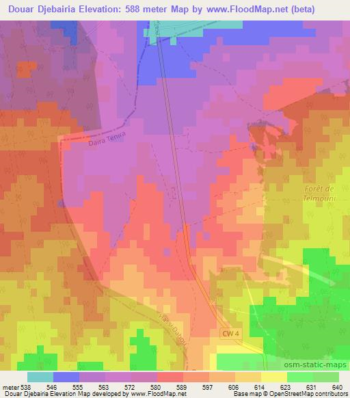 Douar Djebairia,Algeria Elevation Map