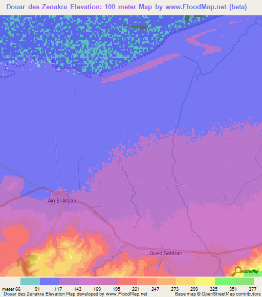 Douar des Zenakra,Algeria Elevation Map