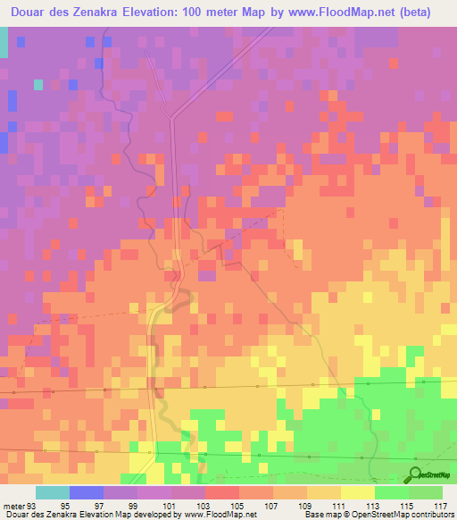 Douar des Zenakra,Algeria Elevation Map