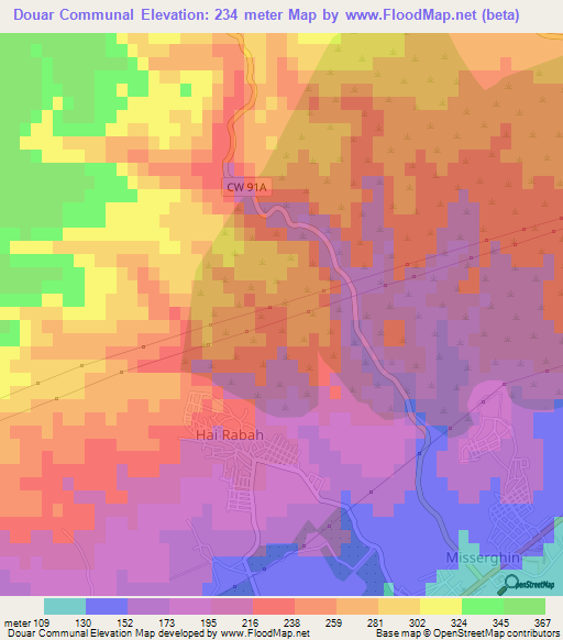 Douar Communal,Algeria Elevation Map