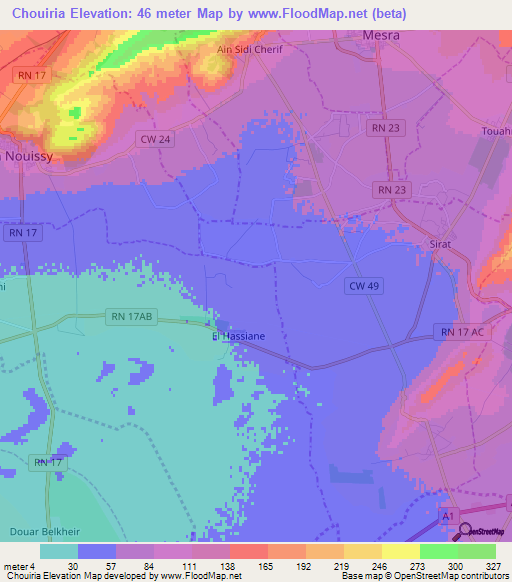 Chouiria,Algeria Elevation Map