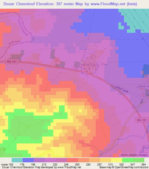 Douar Chenntouf,Algeria Elevation Map