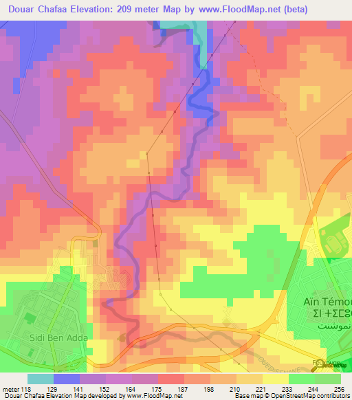 Douar Chafaa,Algeria Elevation Map
