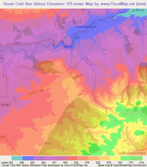 Douar Caid Ben Abbou,Algeria Elevation Map