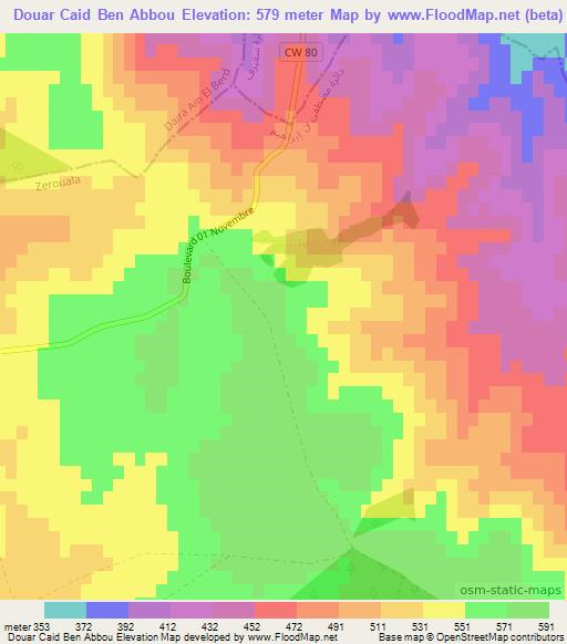 Douar Caid Ben Abbou,Algeria Elevation Map