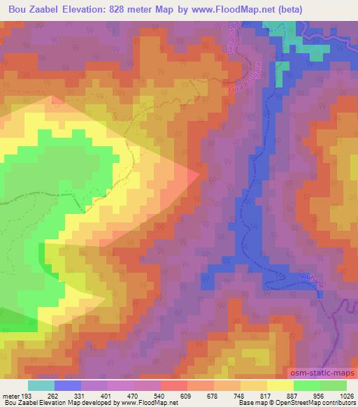 Bou Zaabel,Algeria Elevation Map