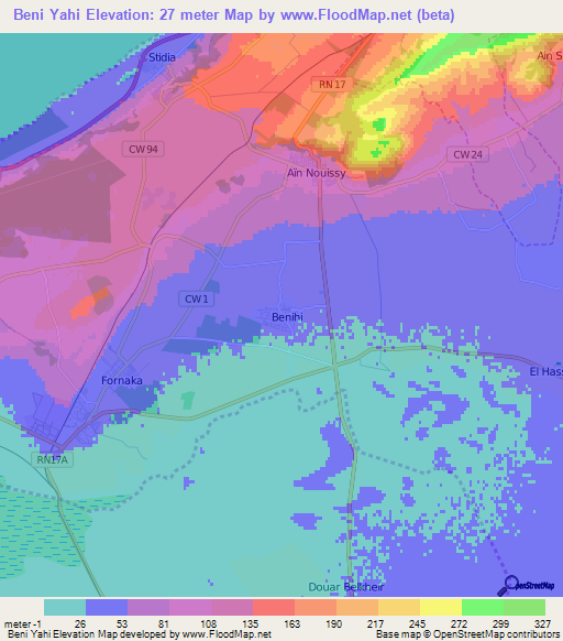 Beni Yahi,Algeria Elevation Map