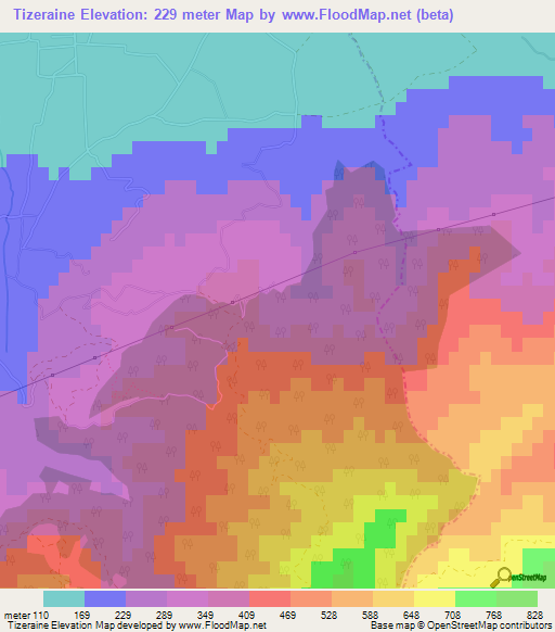 Tizeraine,Algeria Elevation Map