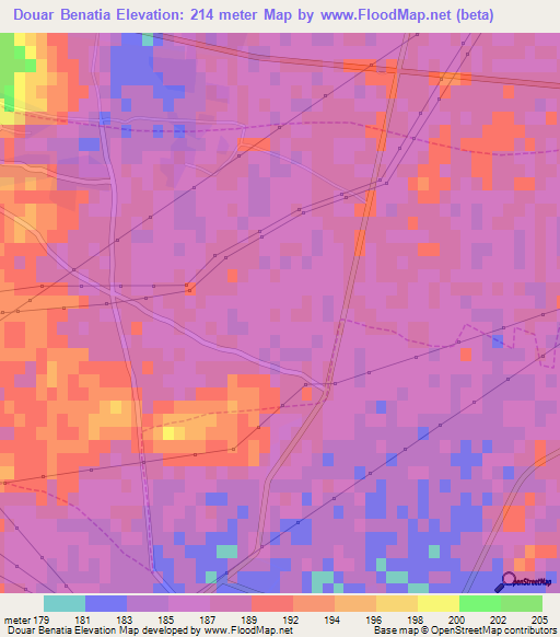 Douar Benatia,Algeria Elevation Map