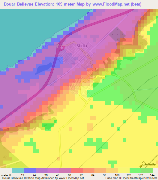 Douar Bellevue,Algeria Elevation Map