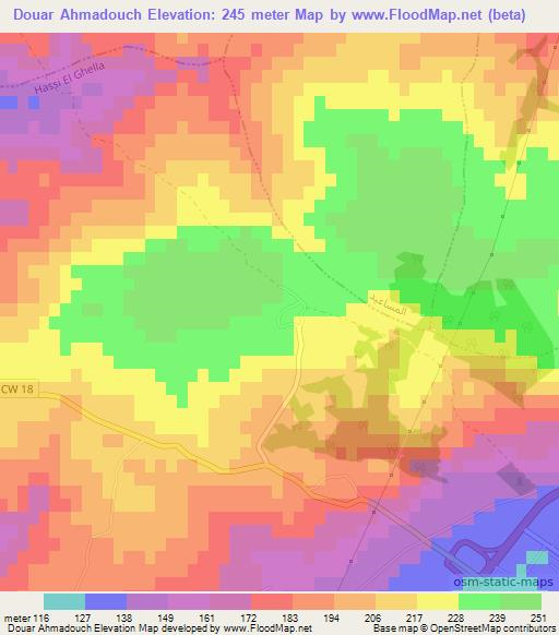 Douar Ahmadouch,Algeria Elevation Map