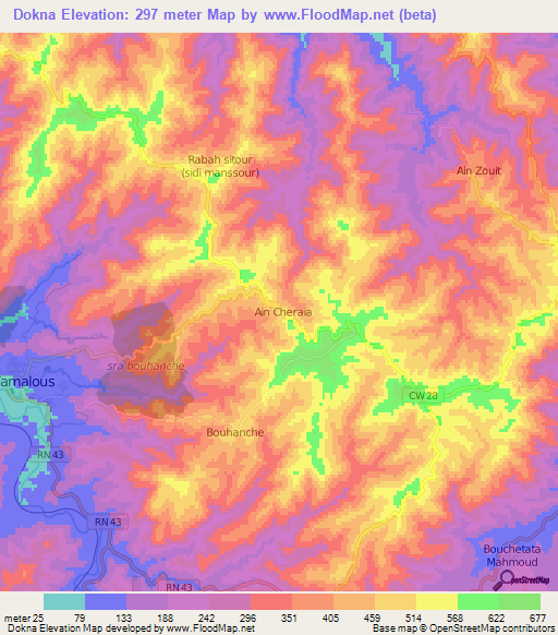 Dokna,Algeria Elevation Map
