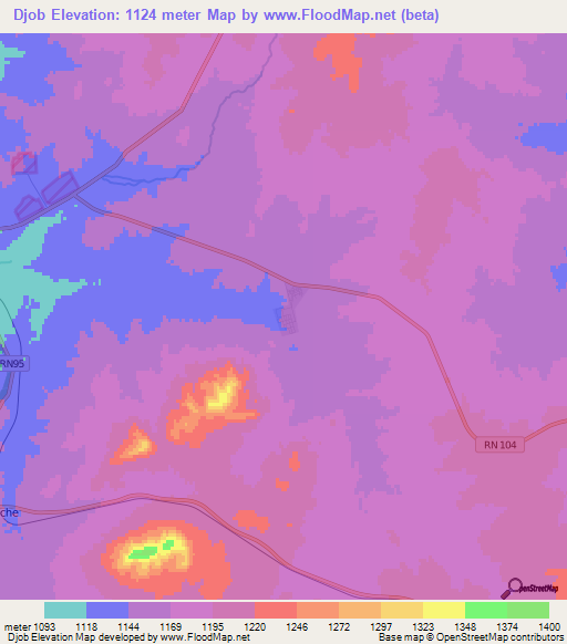Djob,Algeria Elevation Map