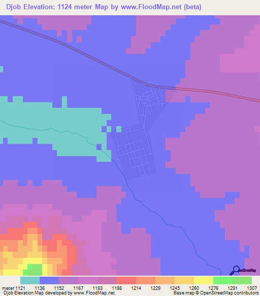 Djob,Algeria Elevation Map