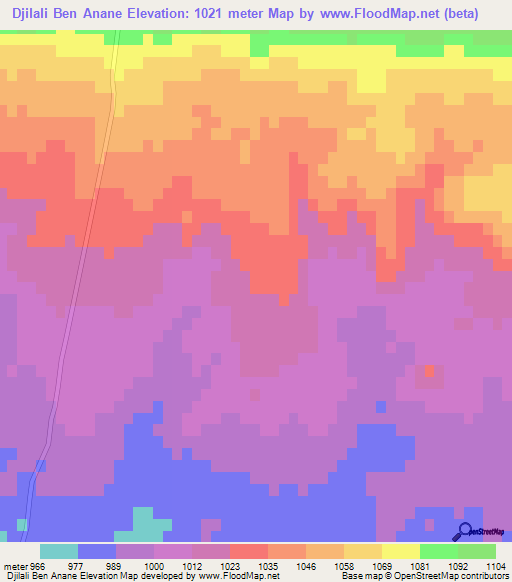 Djilali Ben Anane,Algeria Elevation Map