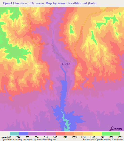 Djeurf,Algeria Elevation Map
