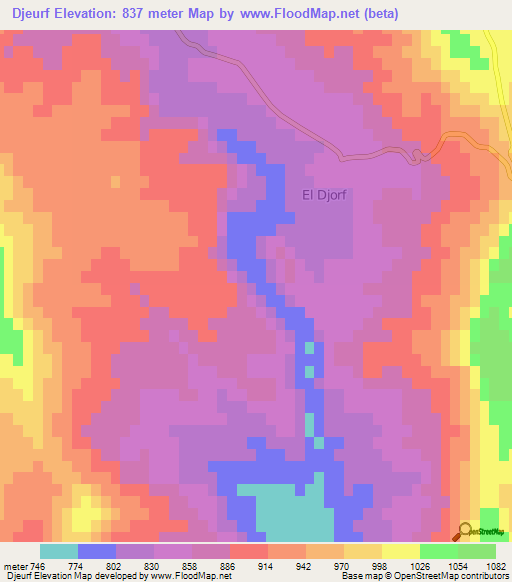 Djeurf,Algeria Elevation Map