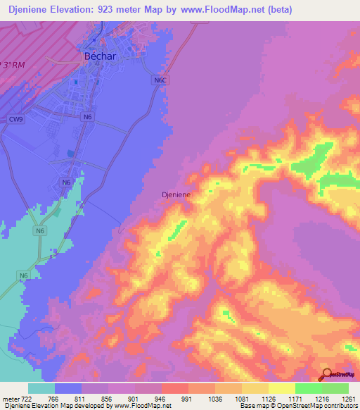 Djeniene,Algeria Elevation Map