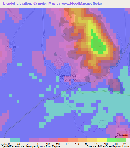 Djendel,Algeria Elevation Map
