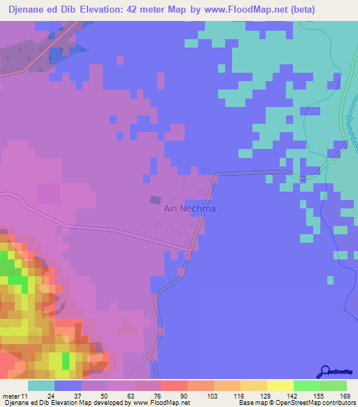 Djenane ed Dib,Algeria Elevation Map