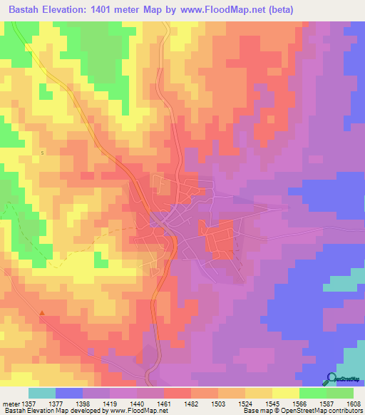Bastah,Jordan Elevation Map