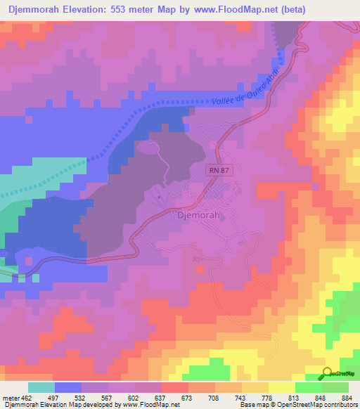Djemmorah,Algeria Elevation Map