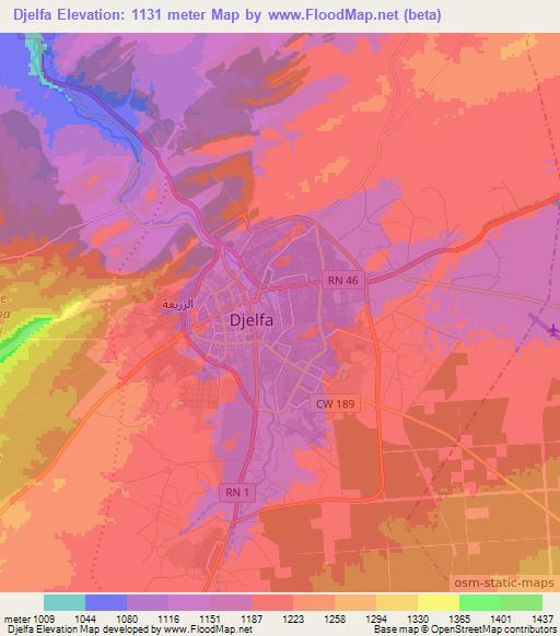 Djelfa,Algeria Elevation Map