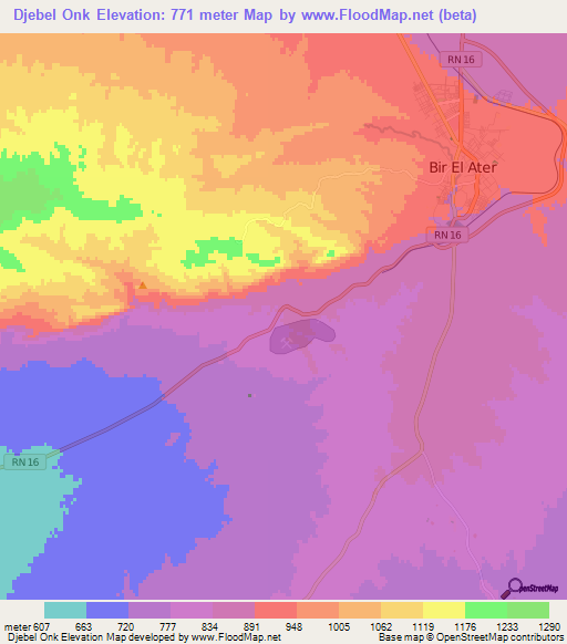 Djebel Onk,Algeria Elevation Map