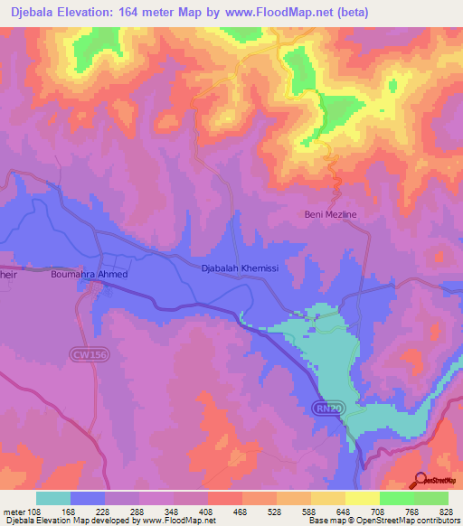 Djebala,Algeria Elevation Map