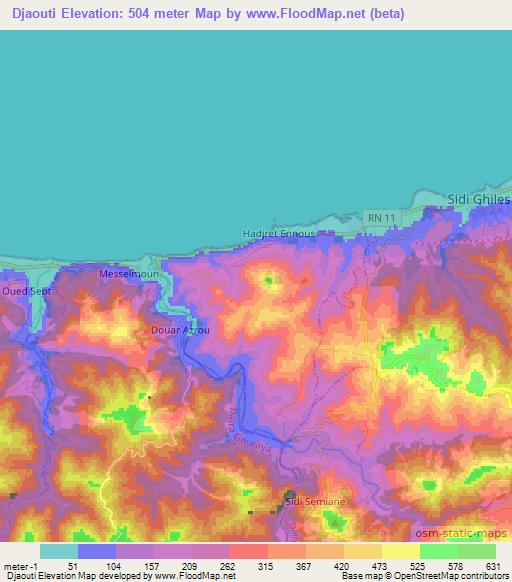 Djaouti,Algeria Elevation Map