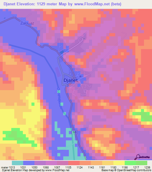 Djanet,Algeria Elevation Map
