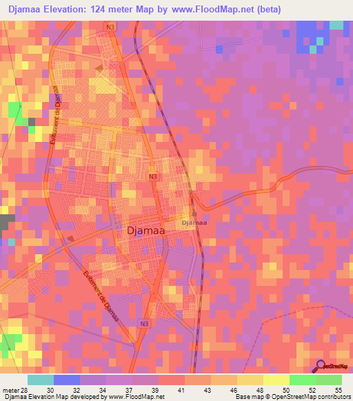 Djamaa,Algeria Elevation Map