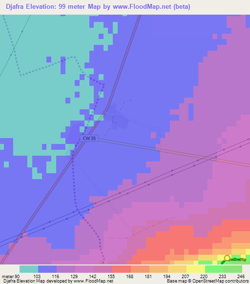 Djafra,Algeria Elevation Map