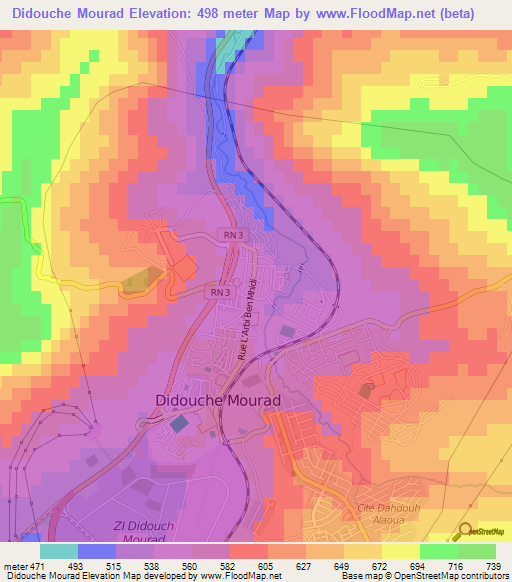 Didouche Mourad,Algeria Elevation Map
