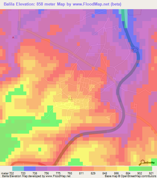 Balila,Jordan Elevation Map