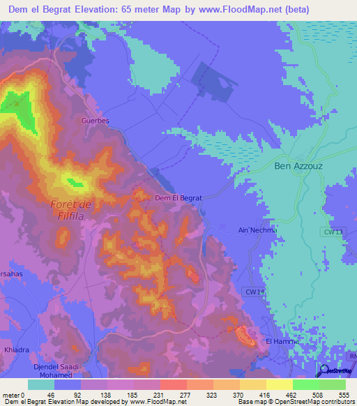 Dem el Begrat,Algeria Elevation Map