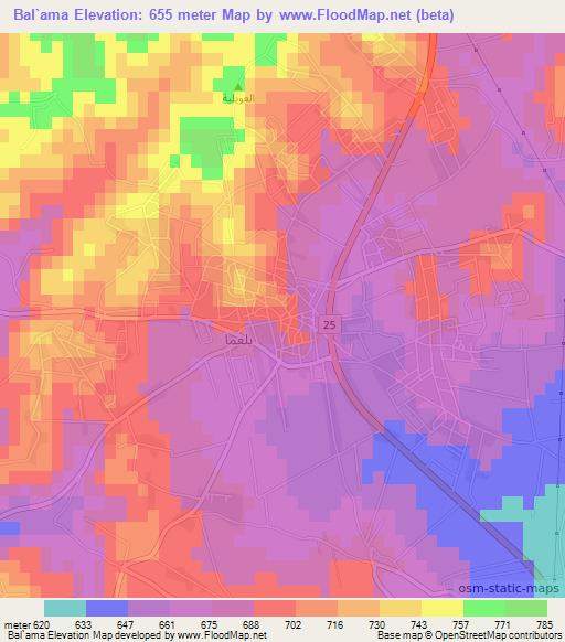 Bal`ama,Jordan Elevation Map