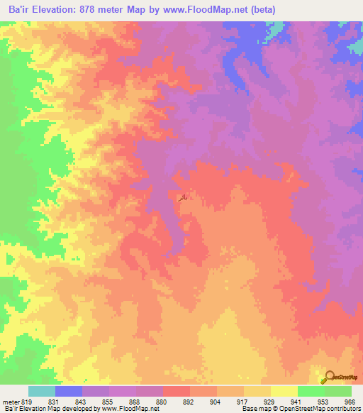 Ba'ir,Jordan Elevation Map