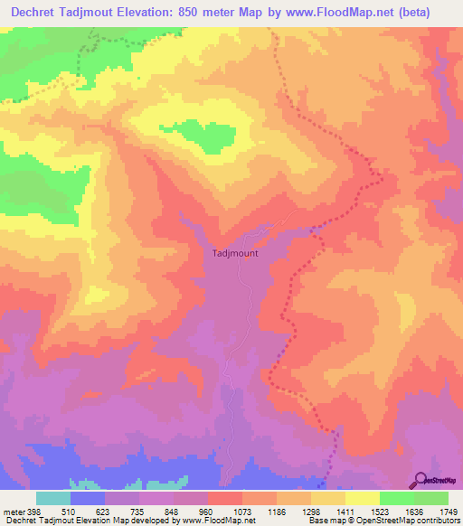 Dechret Tadjmout,Algeria Elevation Map