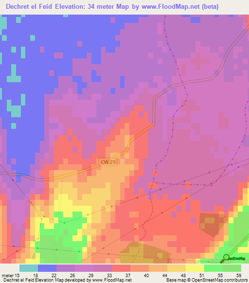 Dechret el Feid,Algeria Elevation Map