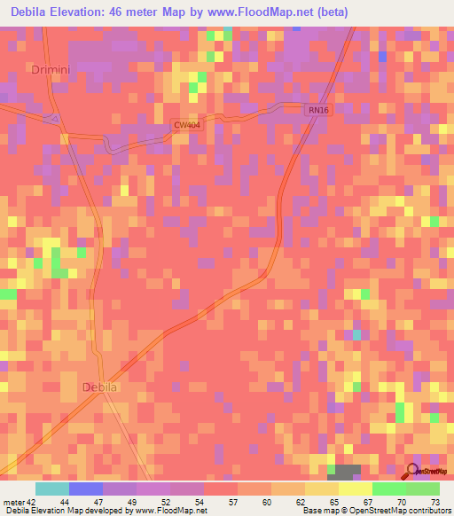 Debila,Algeria Elevation Map