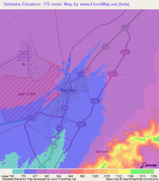 Debdaba,Algeria Elevation Map
