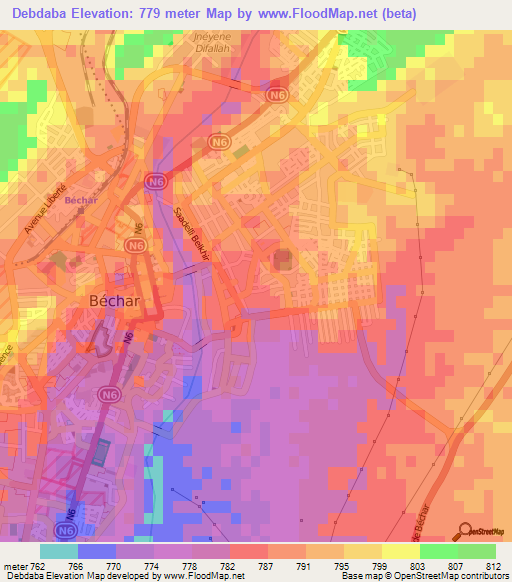 Debdaba,Algeria Elevation Map