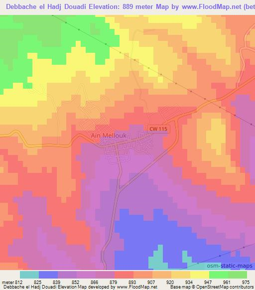 Debbache el Hadj Douadi,Algeria Elevation Map