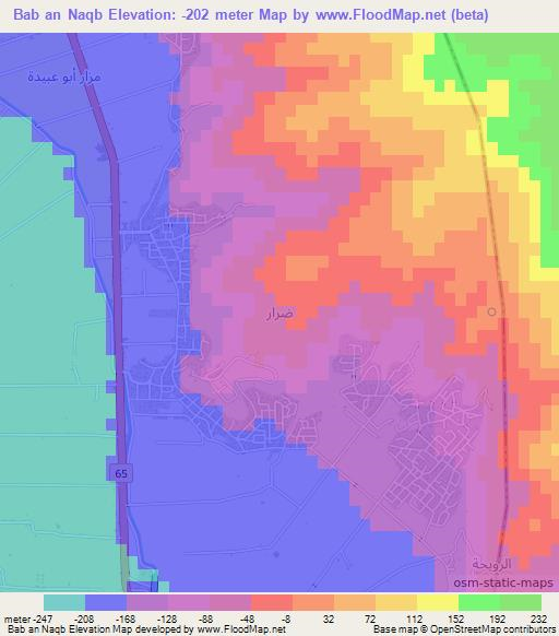 Bab an Naqb,Jordan Elevation Map