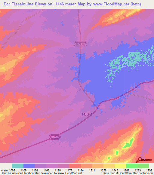 Dar Tisselouine,Algeria Elevation Map